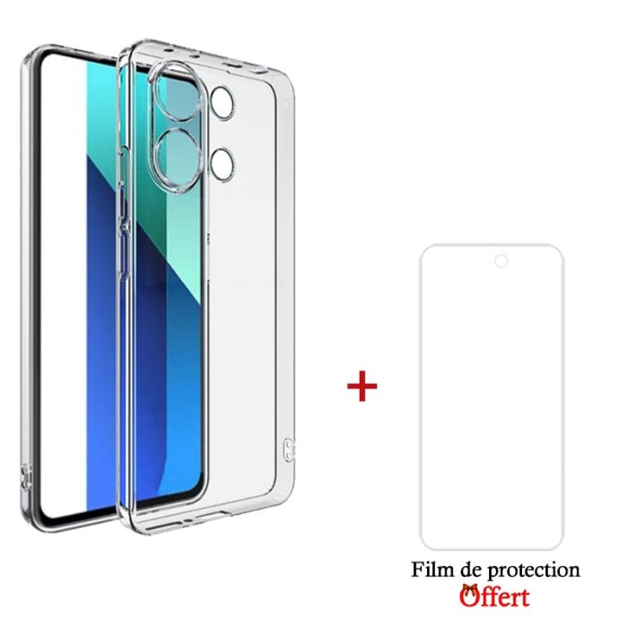 Coque Transparente Pour REDMI NOTE 13 4G + Film De Protection HD+