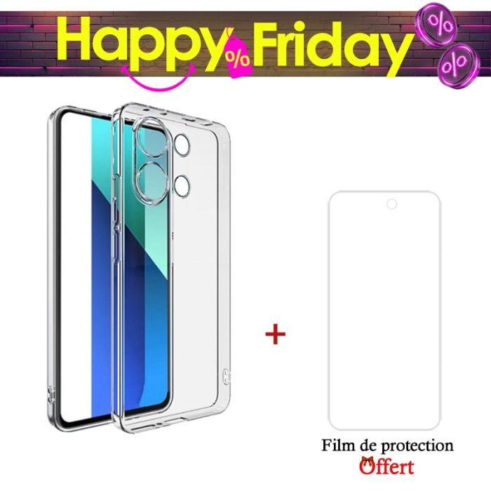 Coque Transparente Pour REDMI NOTE 13 4G + Film De Protection HD+