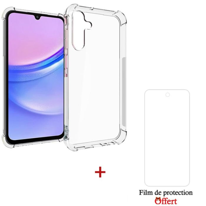 Coque Transparente Pour SAMSUNG A15 + Film De Protection HD+