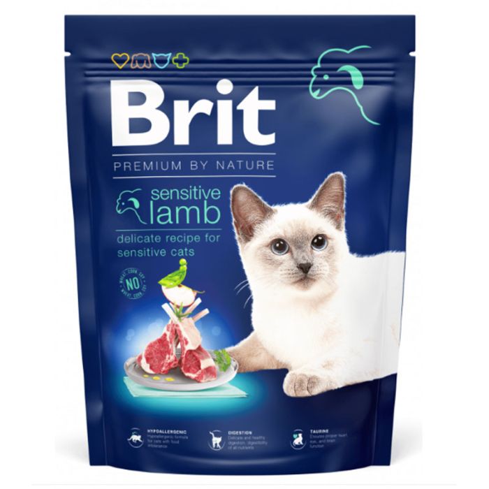 Croquettes BRIT Premium By Nature à l'Agneau Pour Chat Sensible 1.5kg