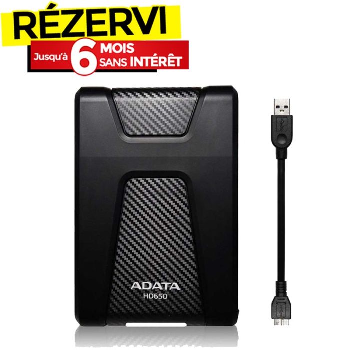 Disque Dur Externe ADATA HD650 4To USB 3.2 - Noir
