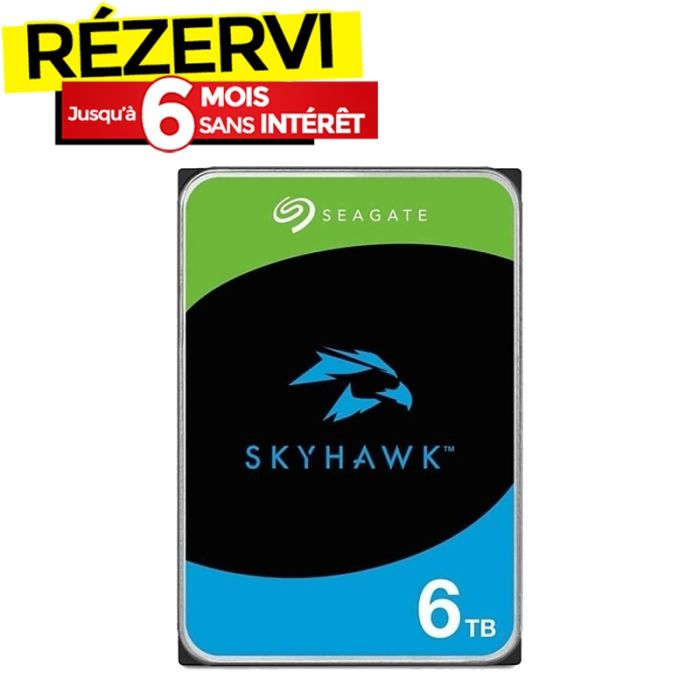 Disque Dur Interne SEAGATE SkyHawk 6To 3.5'' Pour VidéoSurveillance