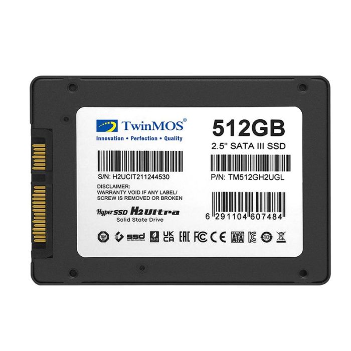 Disque Dur Interne TWINMOS H2 Ultra 512Go SSD 2.5’’ SATA III - Gris