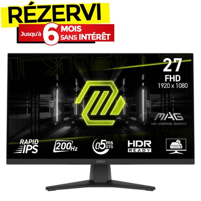 Ecran Gaming MSI MAG 272F 27'' Full HD Fast IPS 200Hz