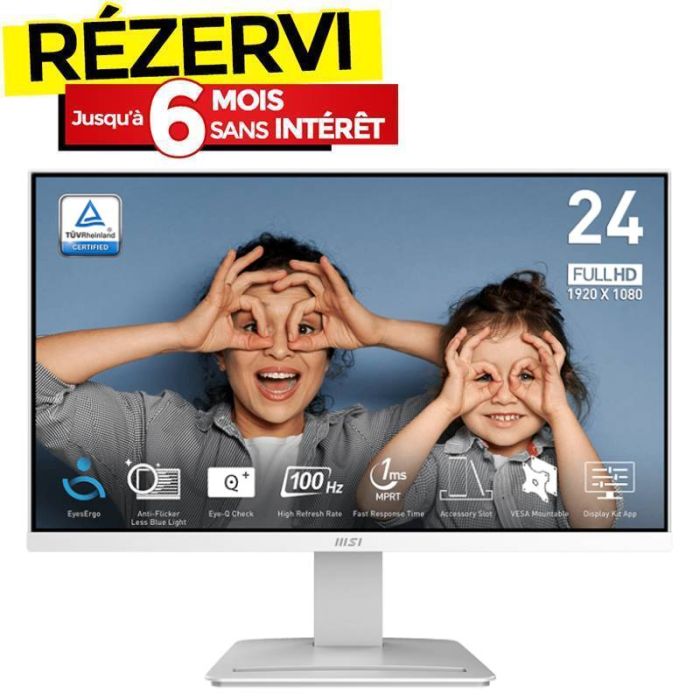 Ecran MSI PRO MP2412W 23,8" Full HD 100 Hz - Blanc