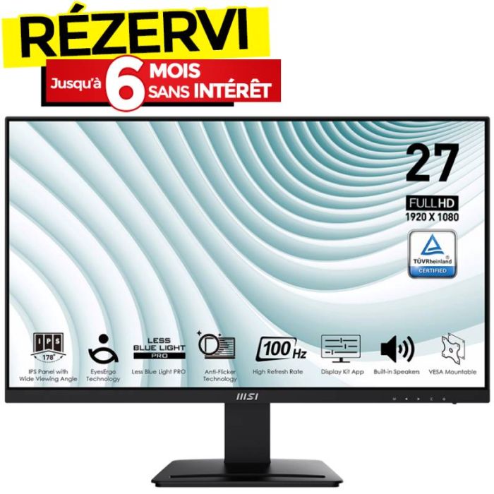 Ecran MSI Pro MP273A 27'' Full HD IPS 100 Hz