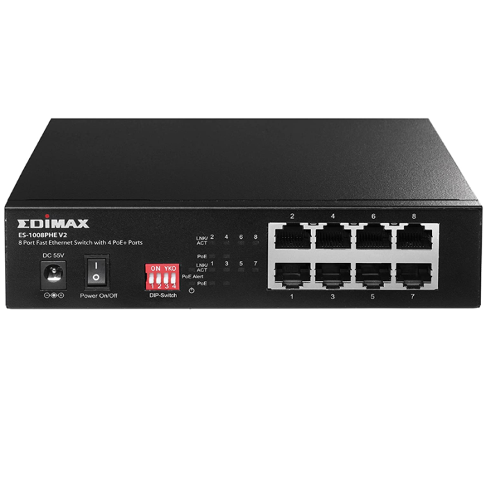 Switch de Bureau EDIMAX EDES-1008PHE V2 8 ports avec 4 ports PoE+