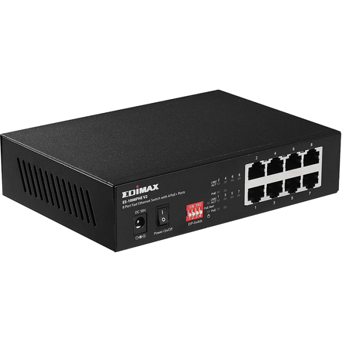 Switch de Bureau EDIMAX EDES-1008PHE V2 8 ports avec 4 ports PoE+