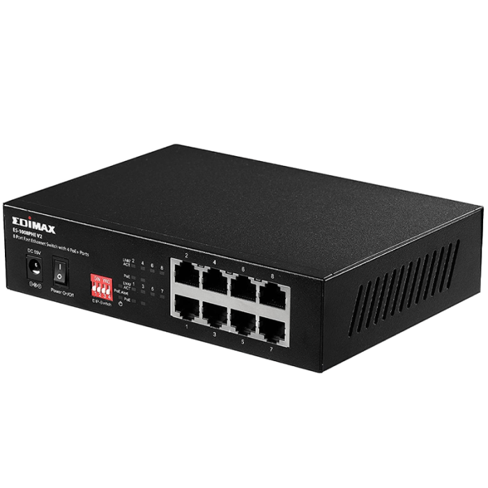 Switch de Bureau EDIMAX EDES-1008PHE V2 8 ports avec 4 ports PoE+