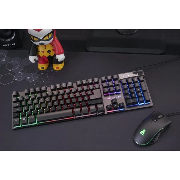 Ensemble Clavier&Souris Gamer Filaire G-LAB KRYPTON RGB - Noir 