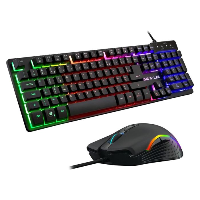 Ensemble Clavier&Souris Gamer Filaire G-LAB KRYPTON RGB - Noir 