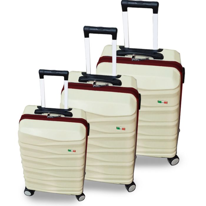 Ensemble de 3 Valises FRANCO ABS - Beige&Rouge