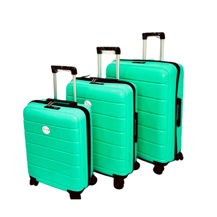 Ensemble de 3 Valises NEW STYLE Incassable 4 roues - Vert d'eau 