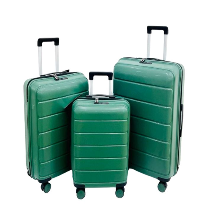 Ensemble de 3 Valises NEW STYLE Incassable 4 roues Vert 