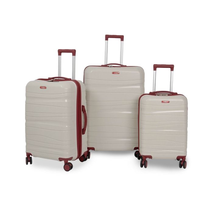 Ensemble de 3 Valises TITOU Incassable Avec Roues Démontables - Blanc&Rouge bordeaux