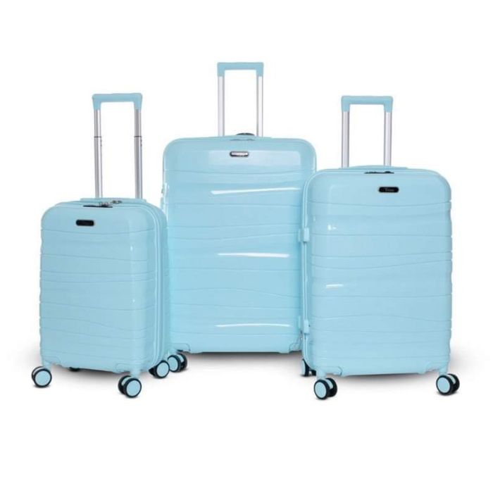 Ensemble de 3 Valises TITOU Polypropylène Avec Roues Démontables - Bleu Ciel Brillant