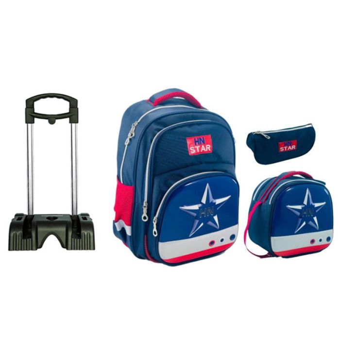 Ensemble STAR De 3 Pièces Sac à Dos + Porte Gouter + Trousse Avec Chariot - Bleu