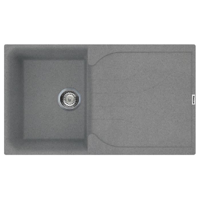 Évier De Cuisine Encastrable FOCUS Graniteck 1 Bac + égouttoir 86cm - Gris