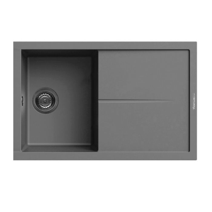 Évier De Cuisine Encastrable FOCUS Graniteck 1 Bac + égouttoir Filo 100cm - Gris