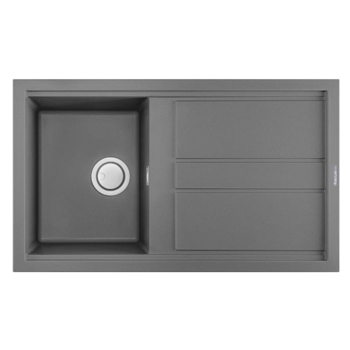 Évier De Cuisine Encastrable FOCUS Graniteck 1 Bac + égouttoir Smart 86cm - Gris