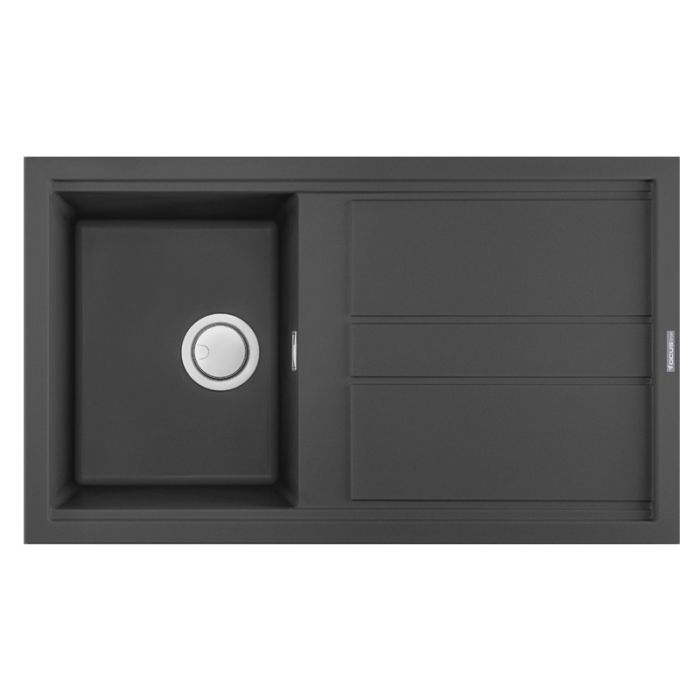 Évier De Cuisine Encastrable FOCUS Graniteck 1 Bac + égouttoir Smart 86cm - Noir