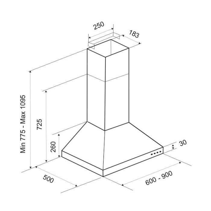 Hotte Pyramidale FOCUS F605W 60 cm - Blanc