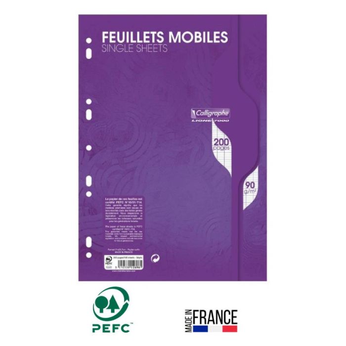 Feuille Mobile CALLIGRAPHE Perforées Seyès 200 Pages A4 90G