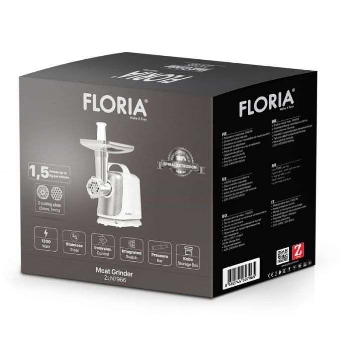 Hachoir à Viande FLORIA ZLN7966 1300W - Blanc