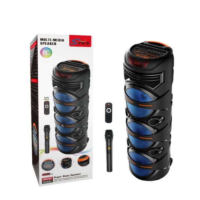 Haut Parleur Sans Fil ZQS 8302 Avec Télécommande et Microphone - Noir