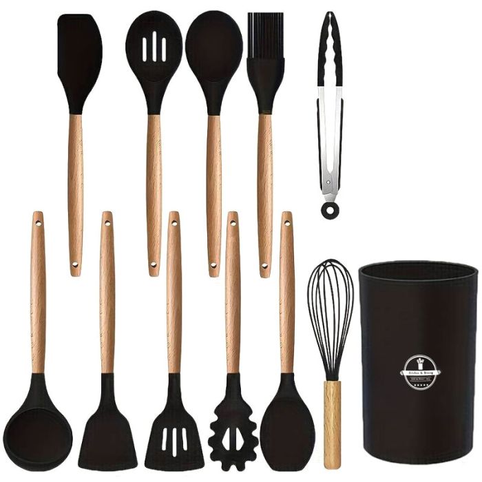 Set De 12 Pièces A Servir En Silicone - Noir