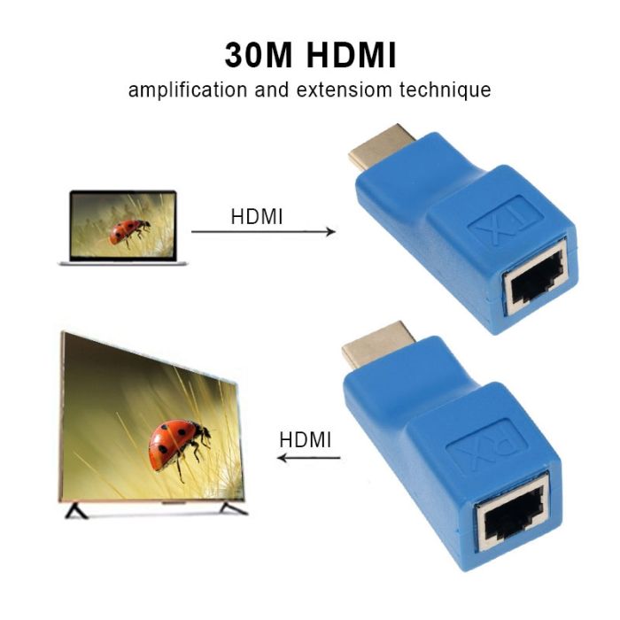 Convertisseur Extender HDMI 30M 1080P - Bleu