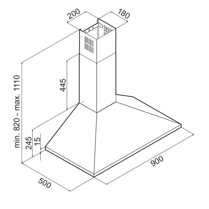 Hotte Pyramide FOCUS F905B 90 cm - Inox