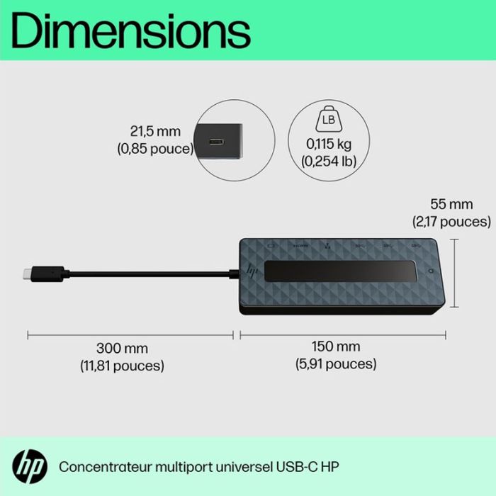 HubMultiport HP Universal USB-C - Noir