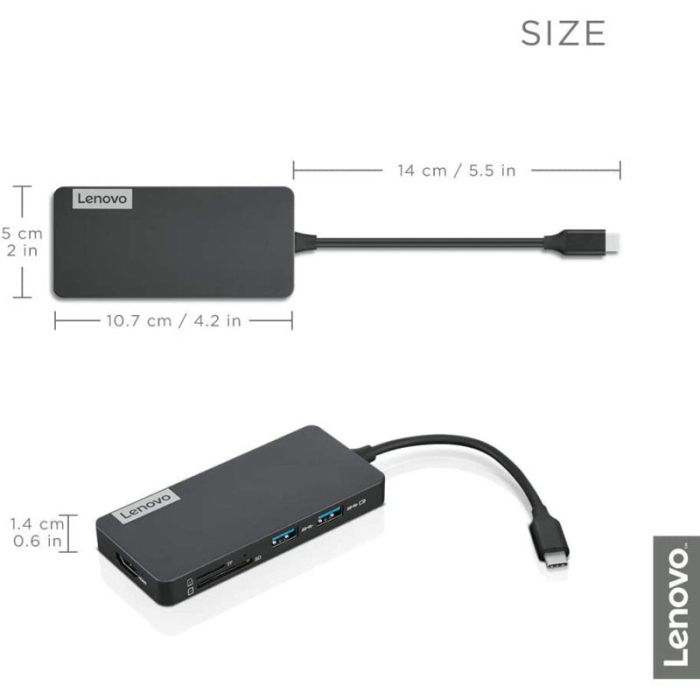 HUB USB-C LENOVO 7 Ports - Noir