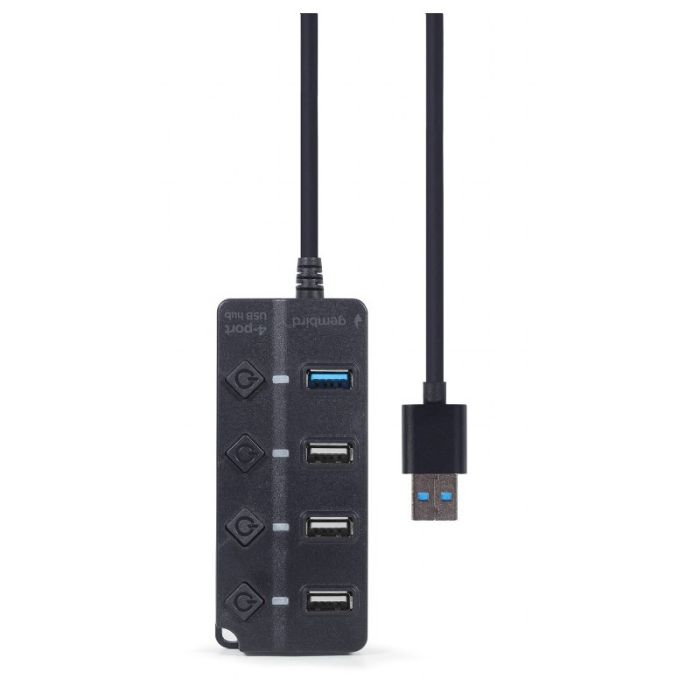 HUB USB GEMBIRD USB à 4 (1 x USB 3.1 + 3 x USB 2.0) - Noir	