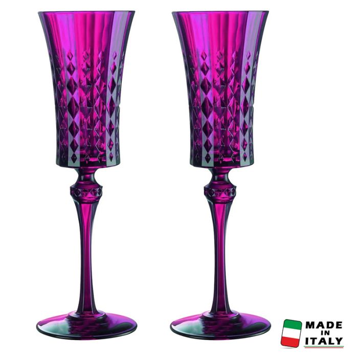 Box De 2 Flutes CRISTAL D'ARQUE Lady Diamond 15 cl - Violet