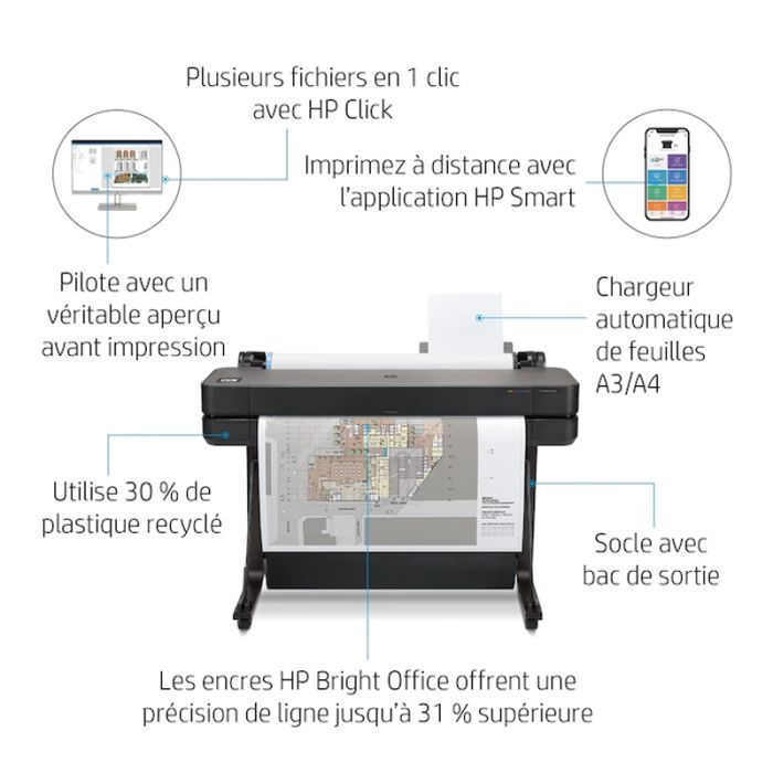 Traceur HP DesignJet T630 24 Pouces Printer Wi-Fi 5HB09A