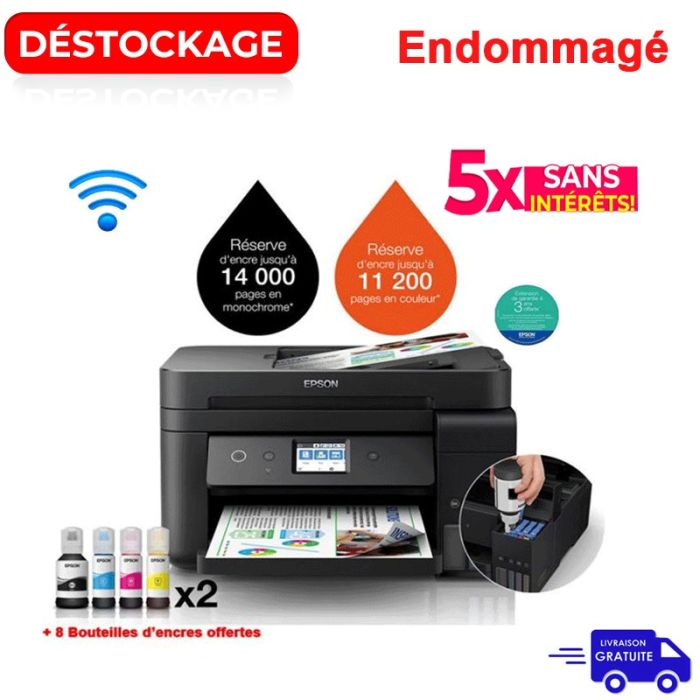 Imprimante Jet d'Encre EPSON ECOTANK ITS L6190 4En1 Couleur Wifi 