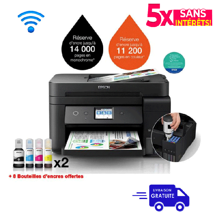 Imprimante Jet d'Encre EPSON ECOTANK ITS L6190 4En1 Couleur Wifi 