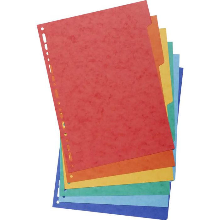 Intercalaires A4 Carte forte 250g 6 Positions - Assortis