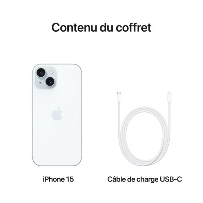 Vitre Arrière De Remplacement Pour IPhone 15 Plus - Couleur Bleu Avec Support Et Lentilles Intégrées - Neuf