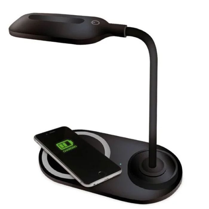 Lampe de bureau LED PLATINET Avec Chargeur Sans Fil 10W - Noir