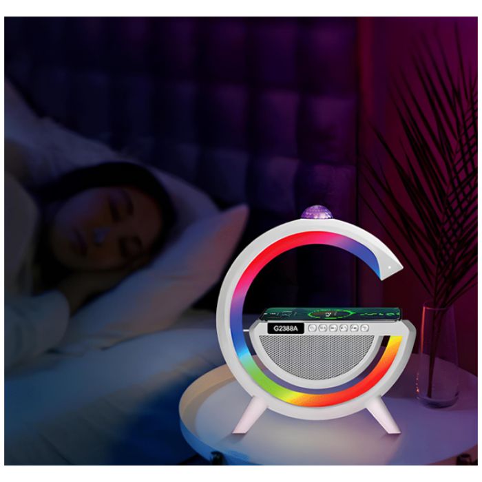Lampe Led Avec Jeu De Lumière Et Haut-Parleur Bluetooth + Chargeur Sans Fil G2388