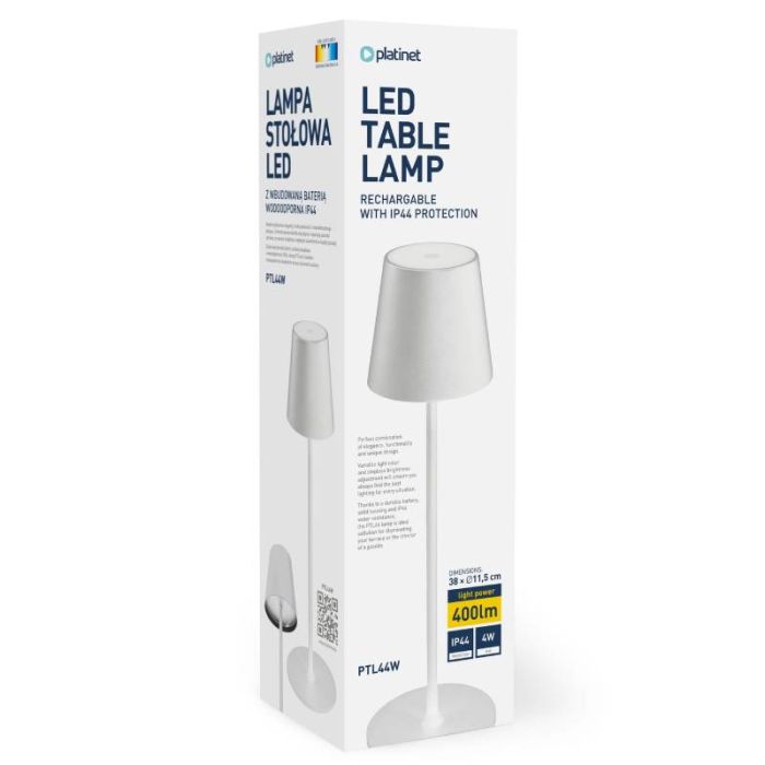 Lampe de Bureau Sans Fil PLATINET PTL44 - Blanc