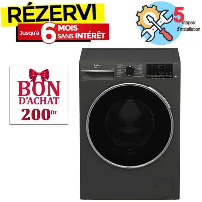 Lave Linge Frontal BEKO B3WFT51242MG 12kg - Gris Foncé