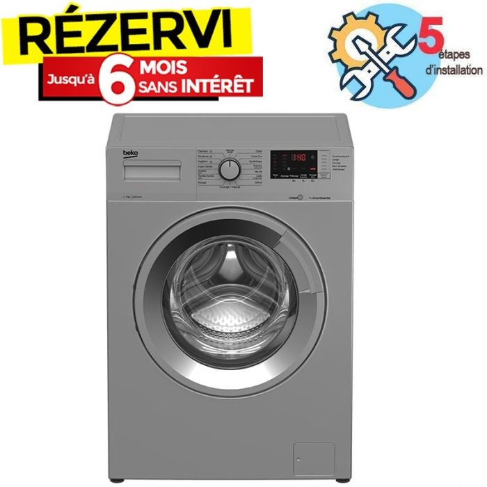 Lave Linge Frontal BEKO WUE7612XSS 7Kg - Silver