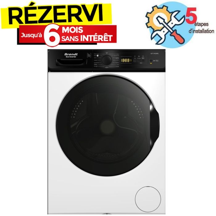 Lave Linge Frontal Inverter BRANDT BLF124QWBL 12kg - Blanc