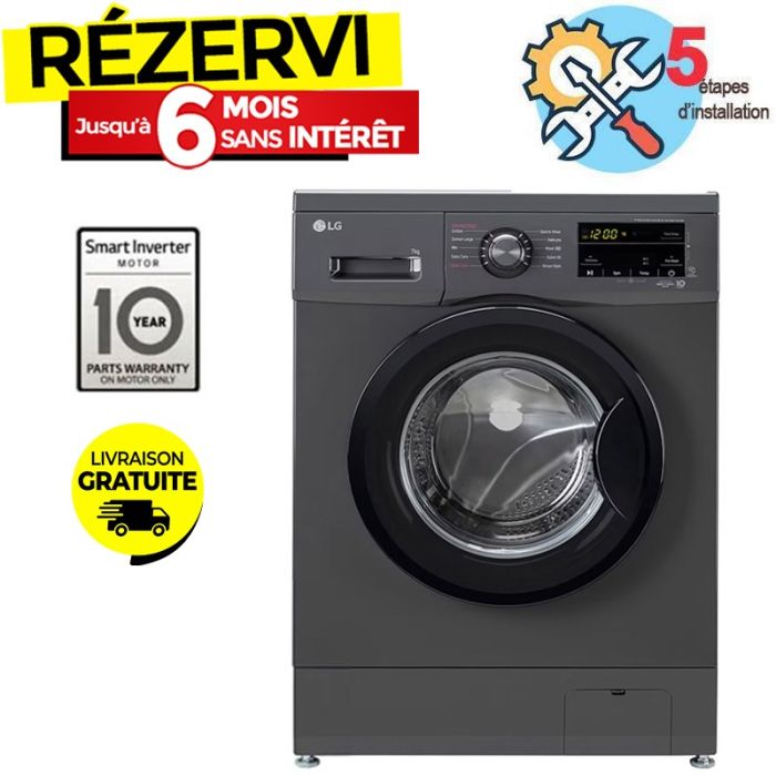 Lave Linge Frontal LG F2J3QYG6J 7kg - Noir