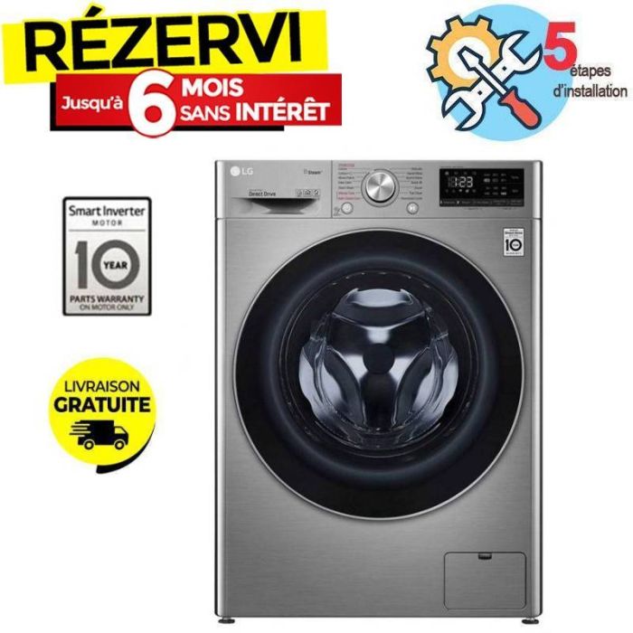 Lave Linge Frontal LG F4R5VYG2T 9 KG - Silver