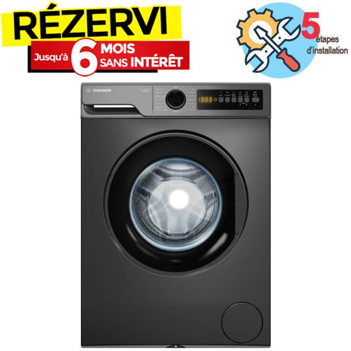 Lave Linge Frontal TELEFUNKEN MACH-8KG1200TDG 8kg - Dark Gris